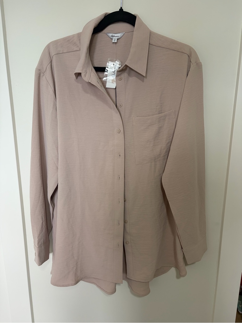 Women’s Long Sleeve Button-Up Shirt in Beige